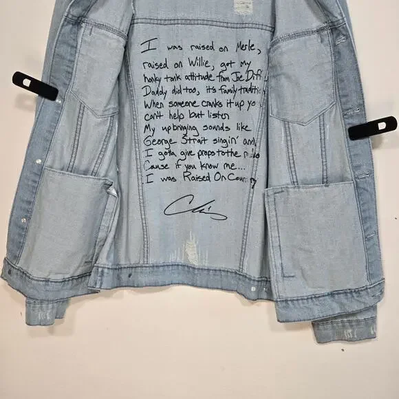 Chris Young Distressed Light Blue Denim Jacket Size Large. - Picture 9 of 12